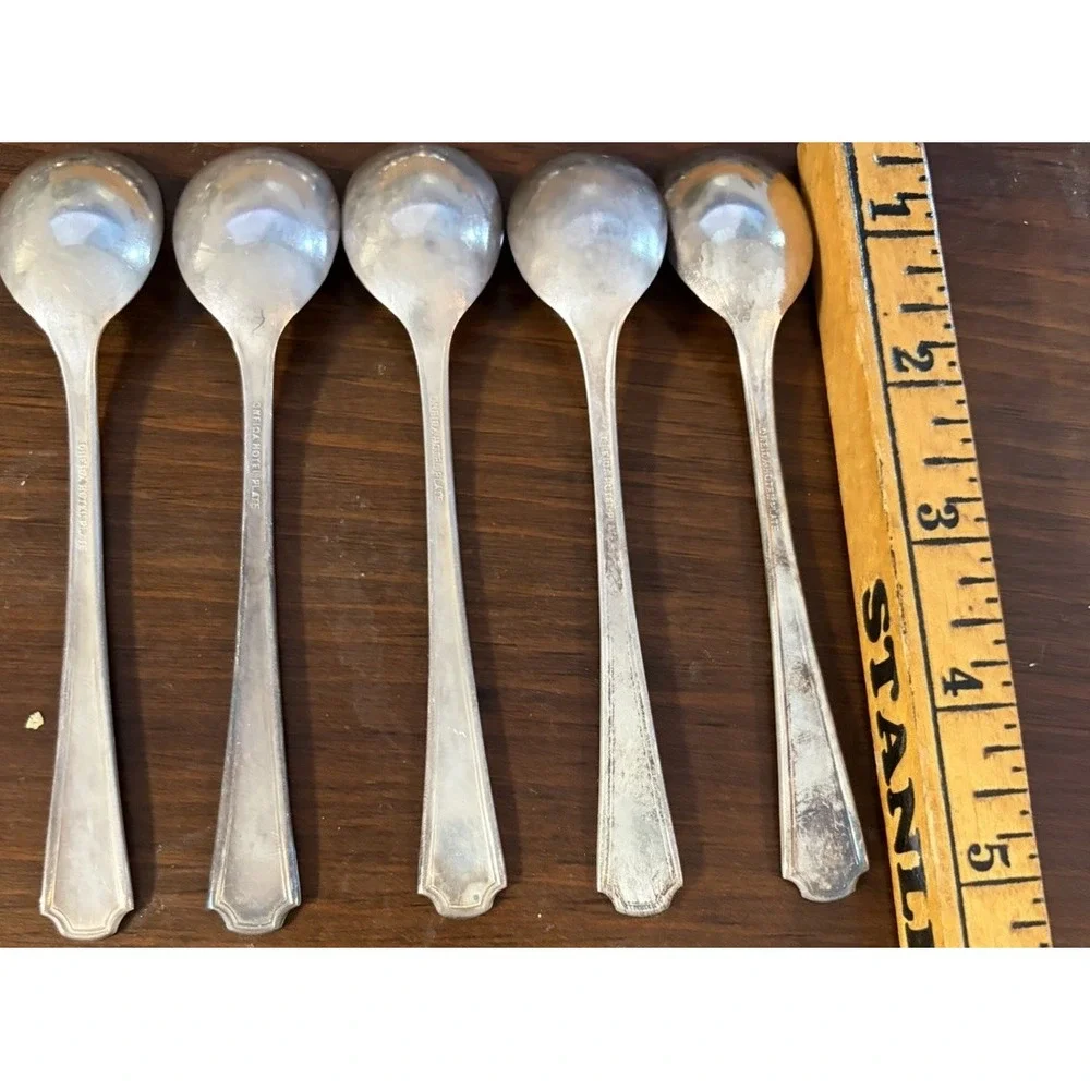 5 Vintage Oneida Hotel Plate Silverplate Demitasse Baby Spoons 4 3/8